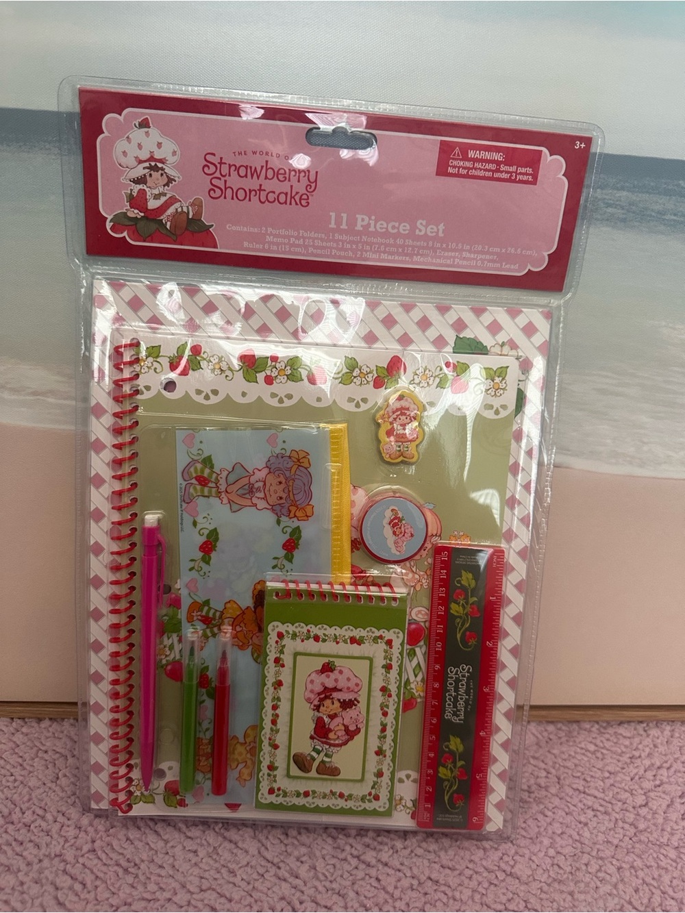 Strawberry Shortcake Pink & Green Girls Stationery Set
